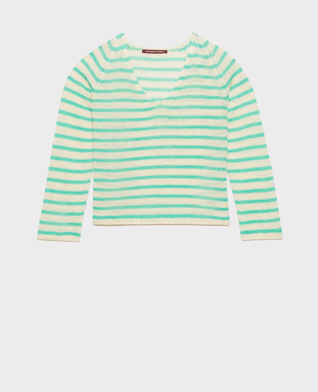 Striped linen jumper Stp cream jade