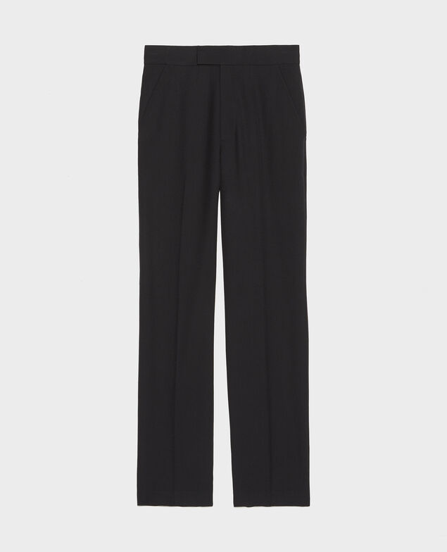 MARCELLE - Straight wool boyfriend trousers Black beauty