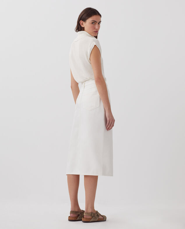 Denim midi skirt H003 white