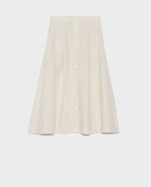 Linen midi skirt 0305 natural