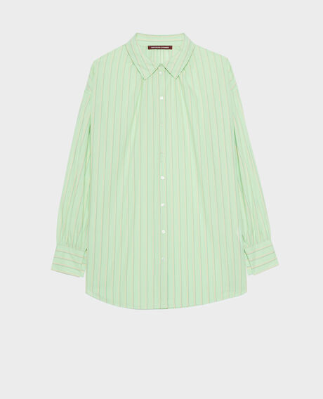 Cotton tunic shirt 0511 green stripe 3ssh283c21