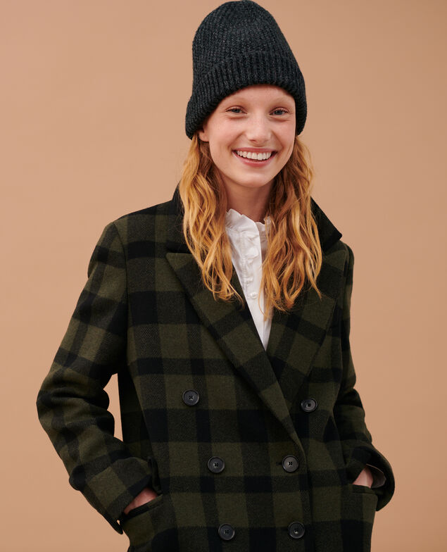 Long wool blend coat 8862 56 olive check 2wco031w16