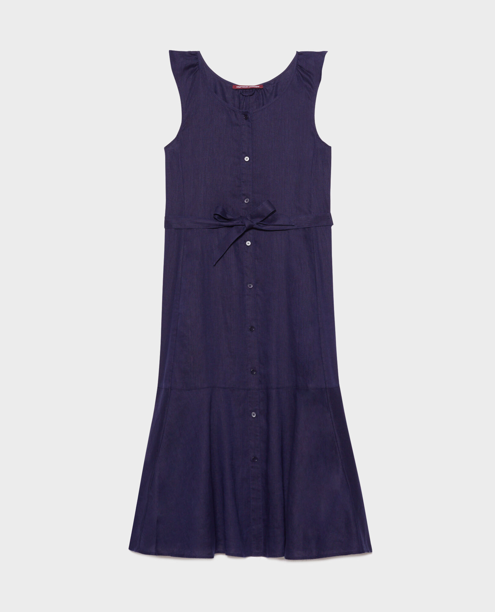 Flared linen dress 68 blue 2sdr183f04