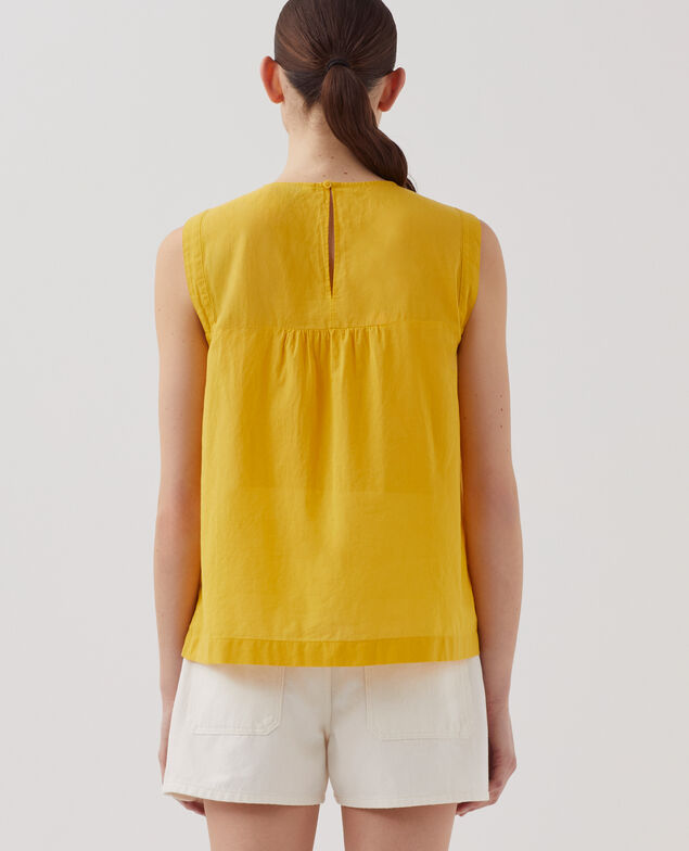 Cotton voile sleeveless top J450 ceylon yellow