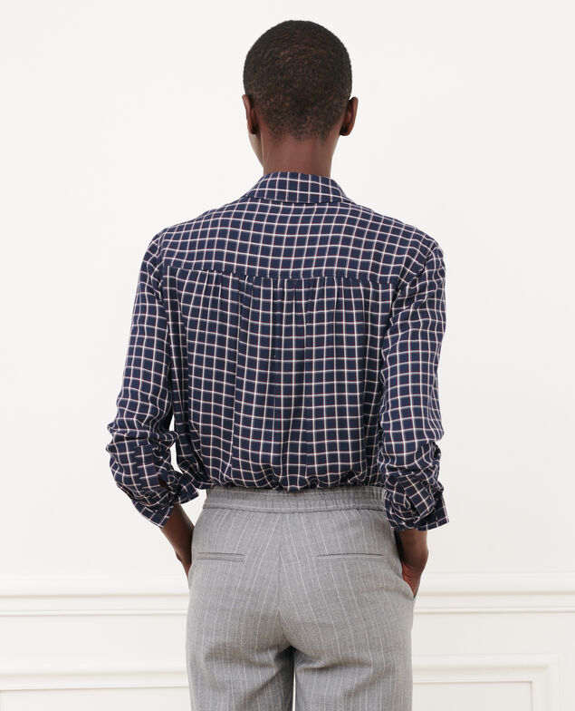 Silky checked shirt 8869 69 navy check