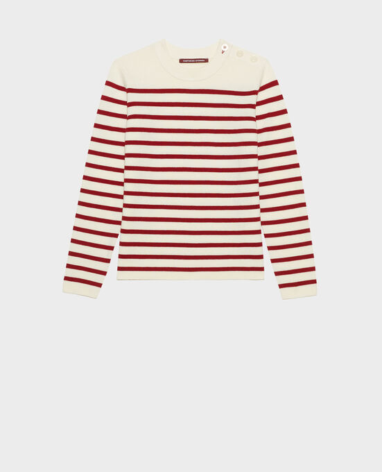 MADDY - Striped merino wool jumper STR JETSTREAM RY RED