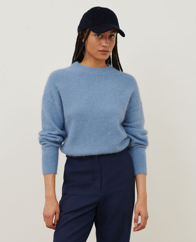 Alpaca blend round neck jumper A601 lt blue infinity