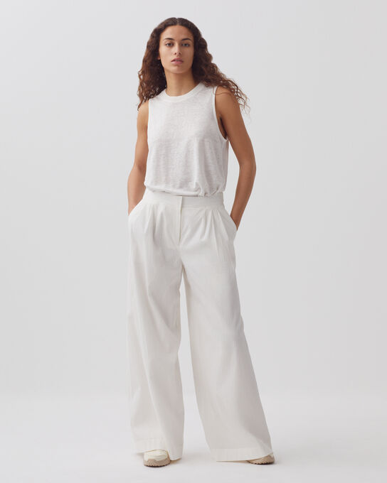 YVONNE - Loose cotton trousers 8885 00 WHITE