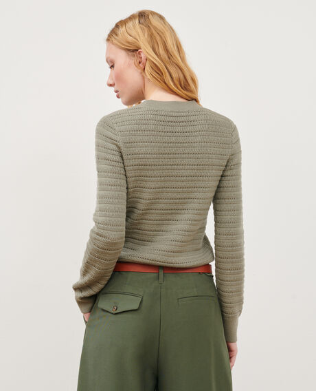 Openwork merino wool jumper 0560 vetiver 3sju091w21
