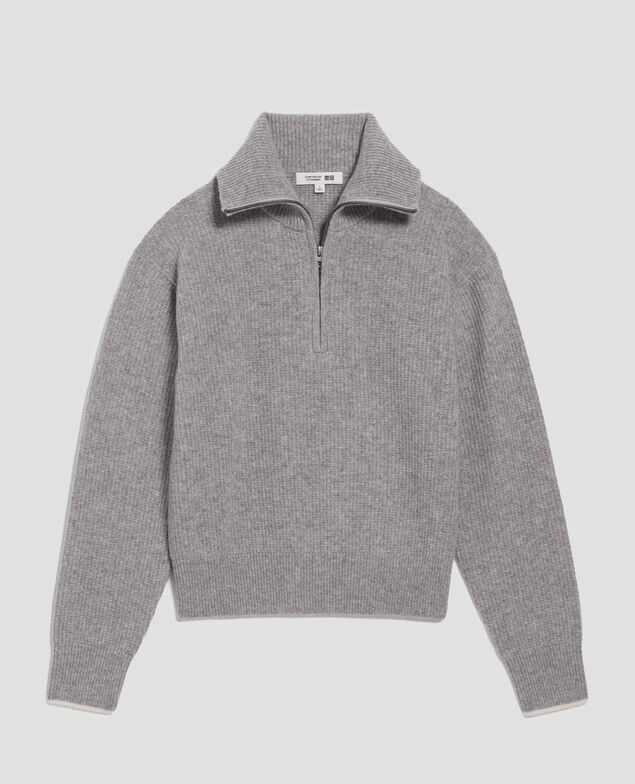 Half-zip wool jumper U020 light gray