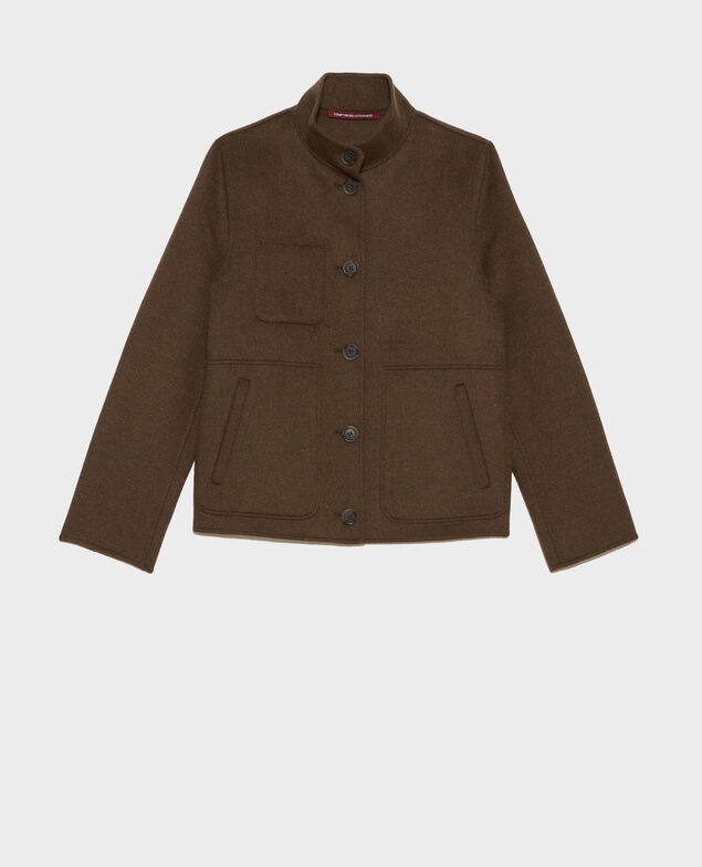 Cropped wool and cashmere jacket Kaki Pauguio