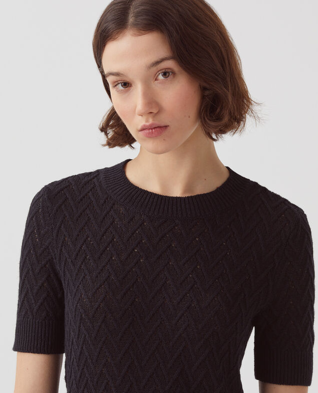 Short-sleeve linen jumper H091 black beauty