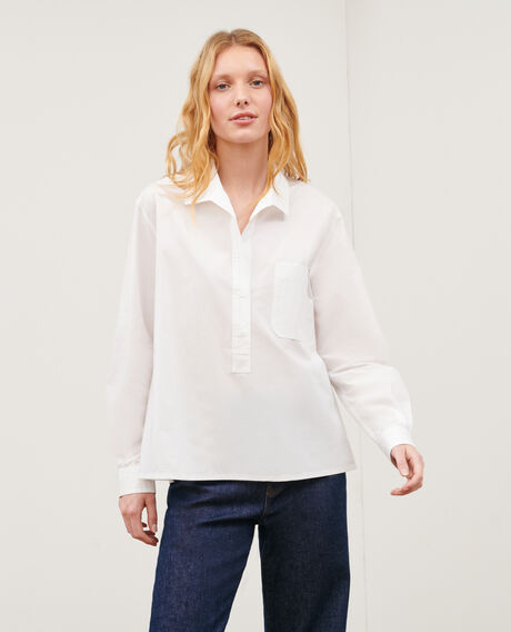 Loose cotton kaftan shirt 0007 white 3sbl018c12