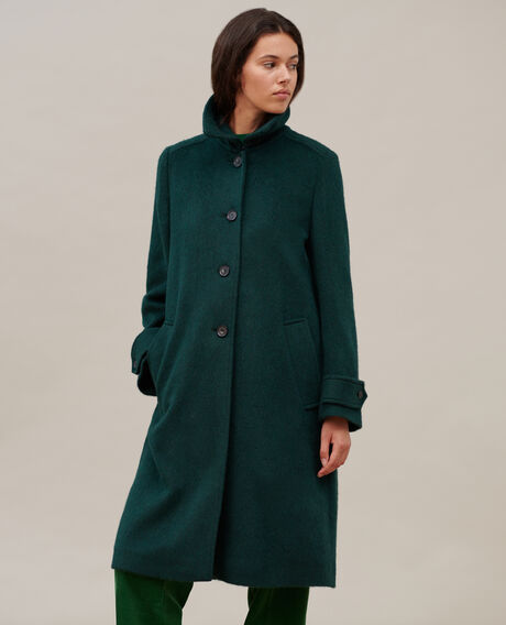 Straight coat in textured wool 8880 59 darkgreen 2wco201w10