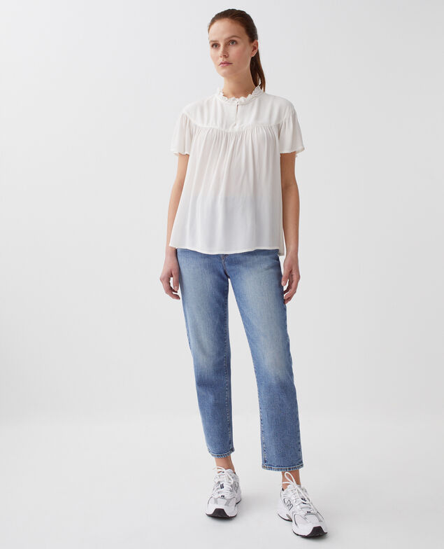 Short-sleeve Fluid blouse H013 gardenia