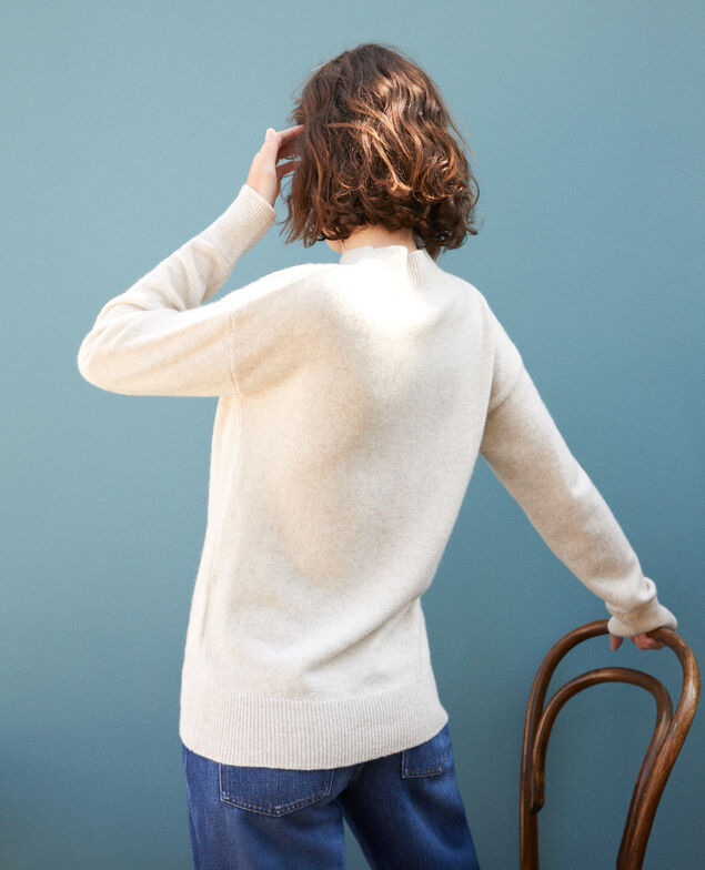  Cashmere jumper with high collar  Beige