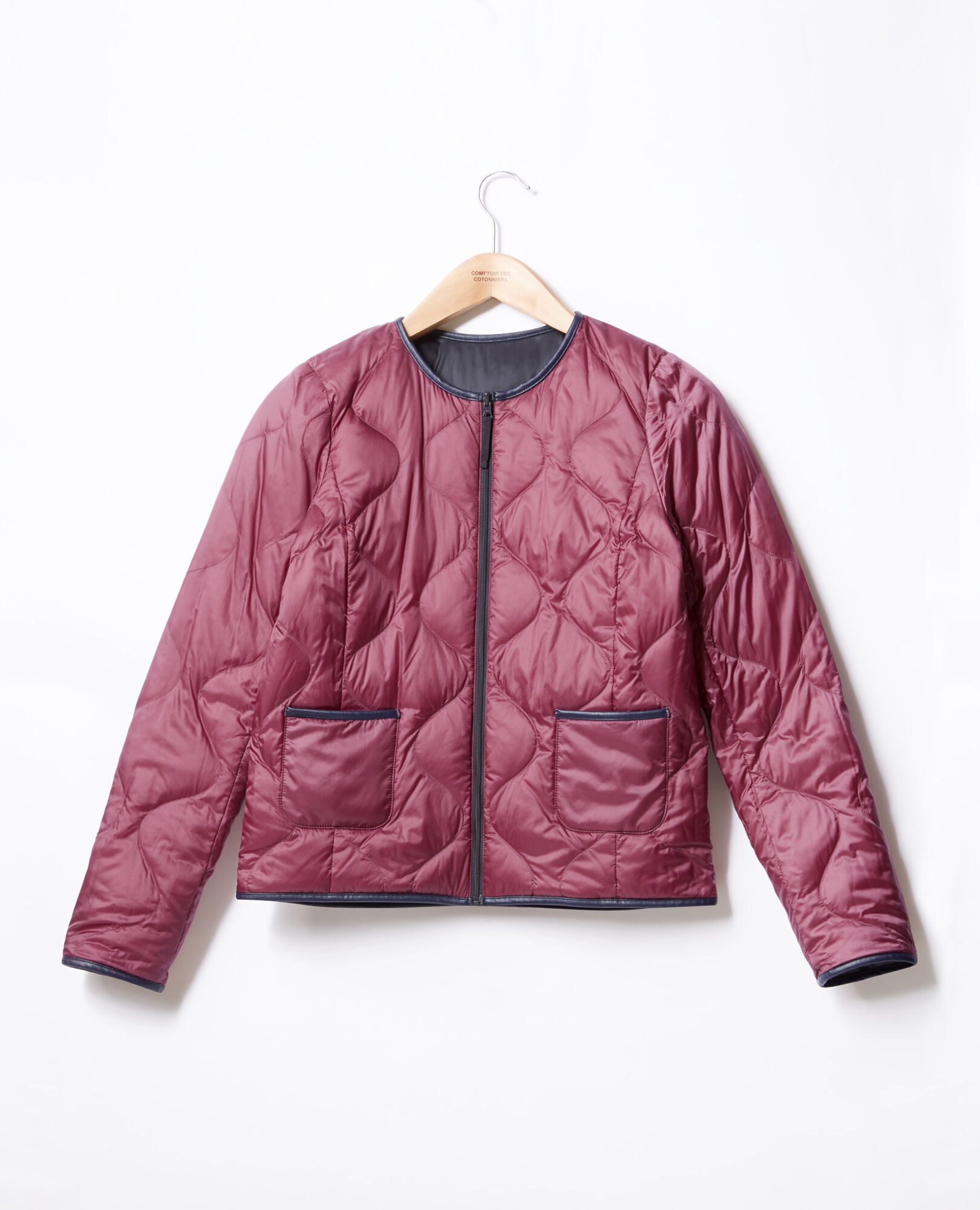 Reversible padded jacket Purple/navy - Dinois | Comptoir des 