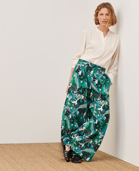 YVONNE - Loose cotton trousers 0522 palmeraie green 3spa290c10