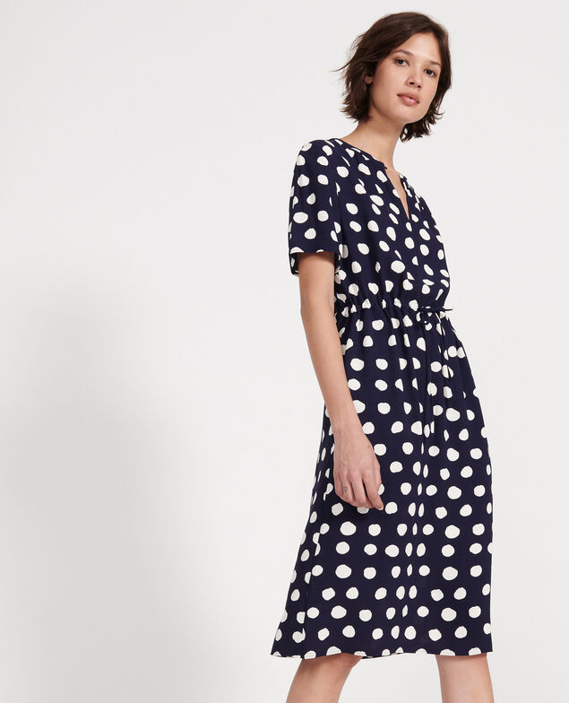 Straight and loose dress Dots maritime blue