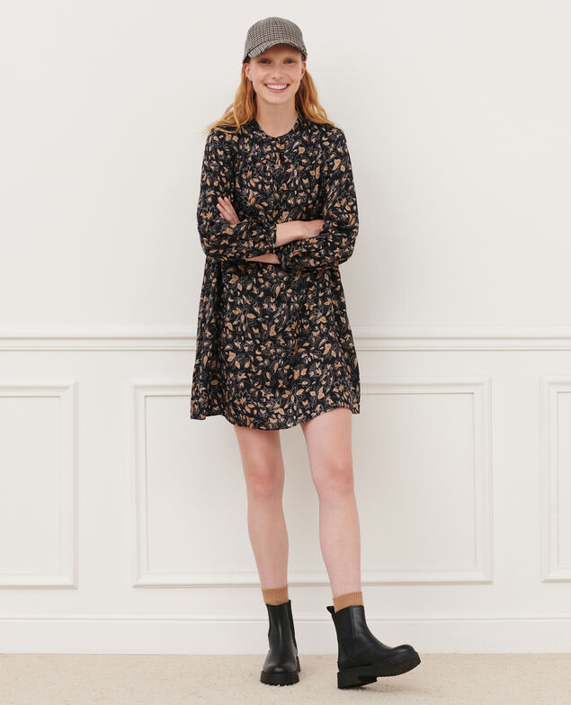Silky printed dress 8910 34 brown print
