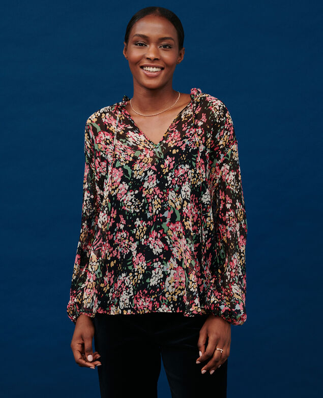 Loose printed blouse 7016c 09 black