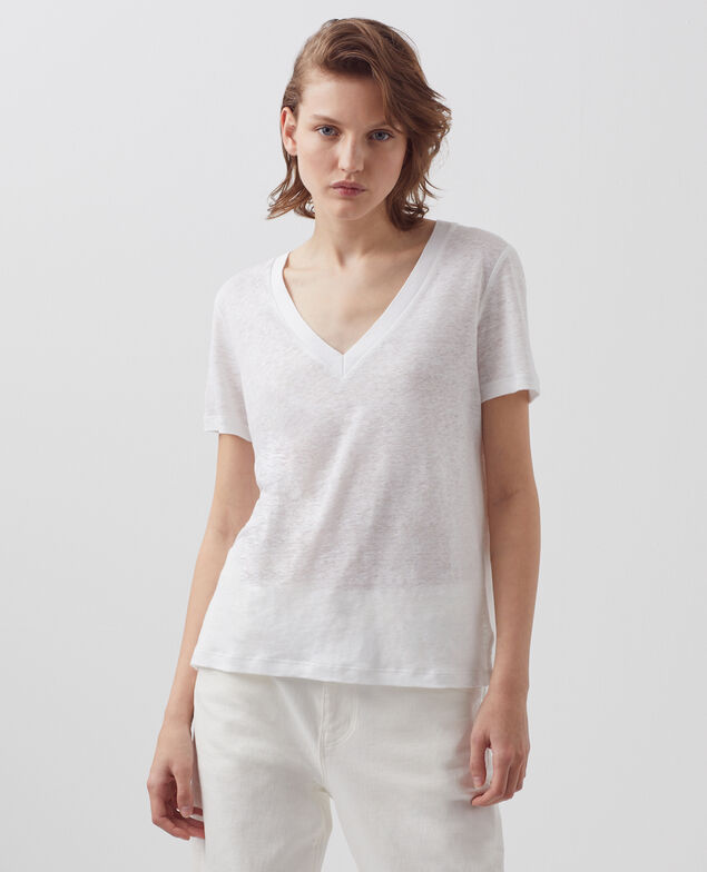 SARAH - Linen V-neck t-shirt
