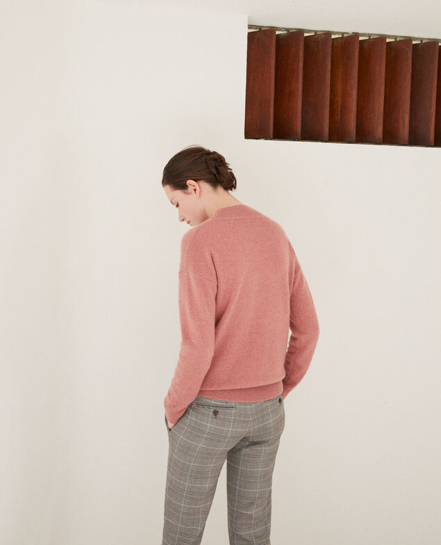  Cashmere jumper with high collar  Old rose