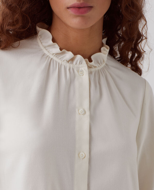 Ruffle neck blouse I012 papyrus creme