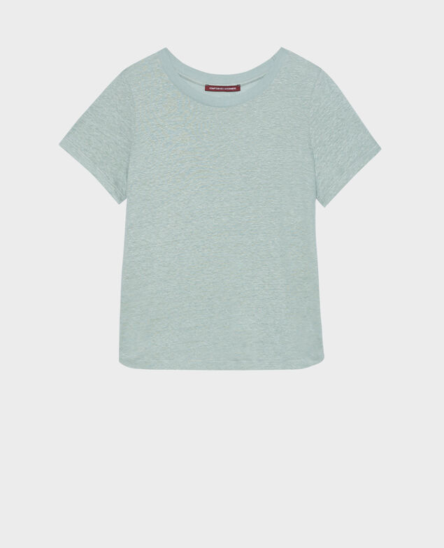 AMANDINE - linen round neck t-shirt 50 green