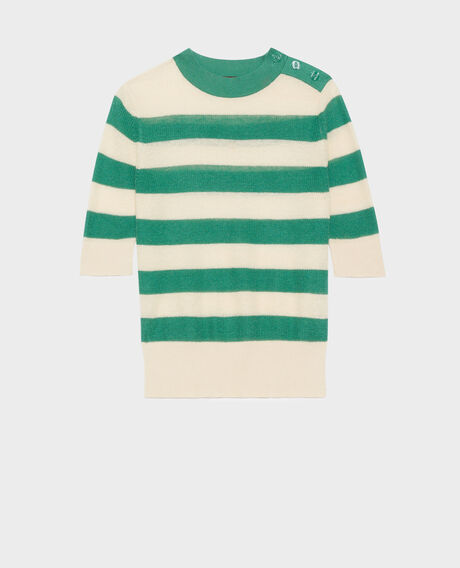 Short-sleeve linen jumper 0551 pine green stripes 3sju093l01