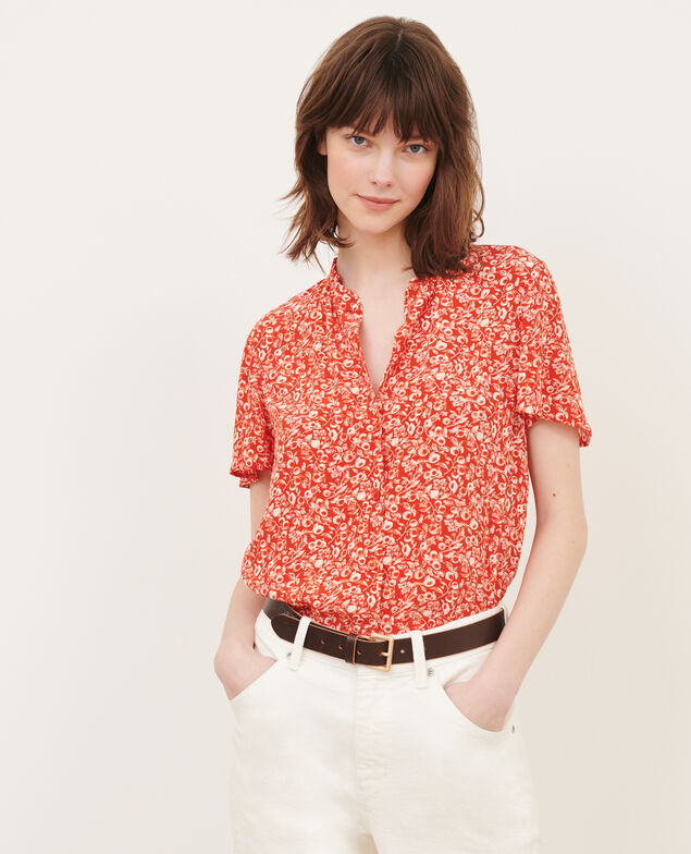 Short-sleeve fluid blouse 101 print red