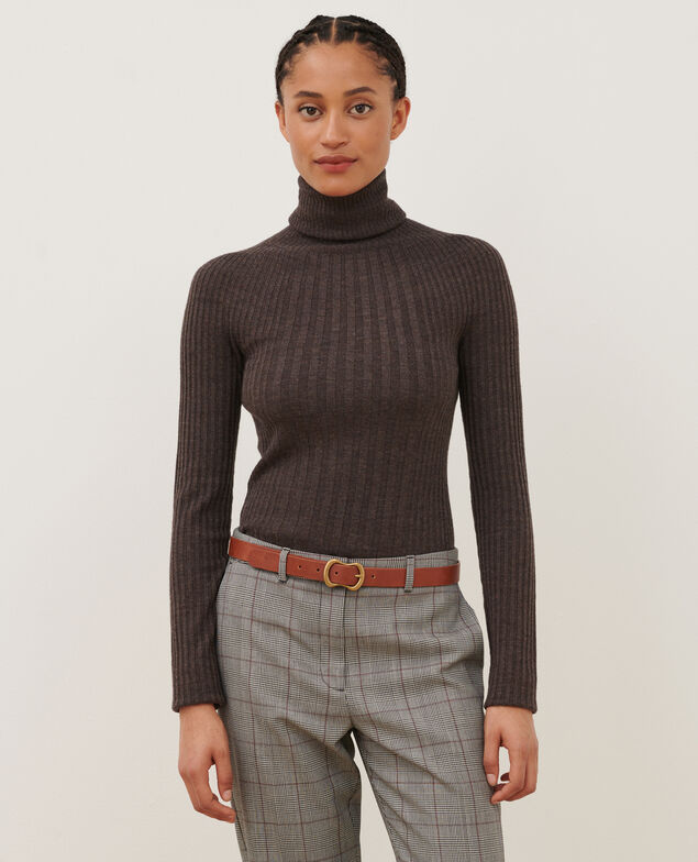 Merino wool blend roll neck jumper