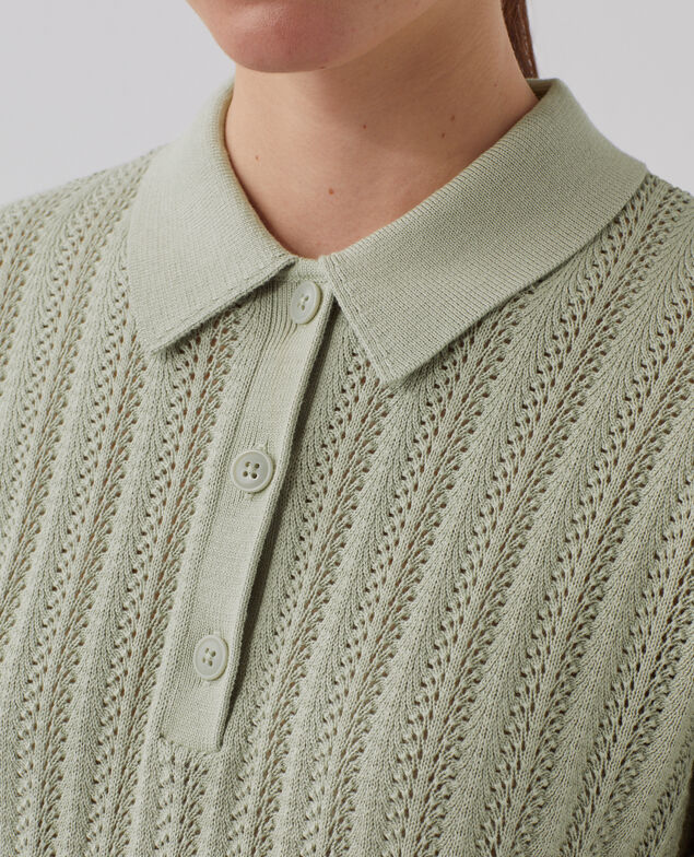 Cotton polo neck jumper U520 green