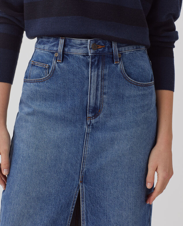 Denim midi skirt J650 vintage wash ss25