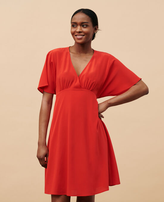 Silk midi dress 7024C 14 RED