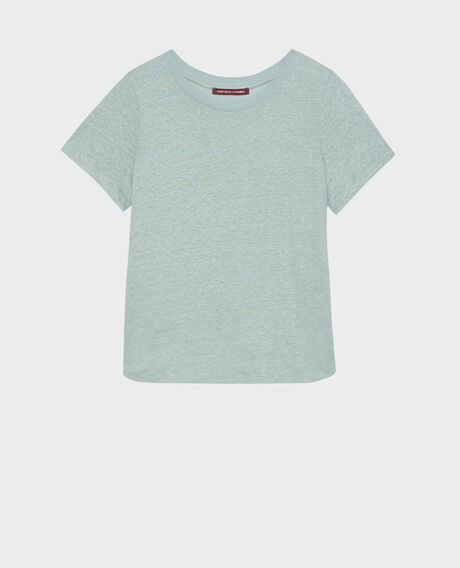 AMANDINE - linen round neck t-shirt 50 green 2ste055f05
