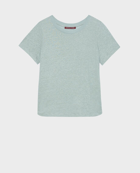 AMANDINE - linen round neck t-shirt 50 green 2ste055f05