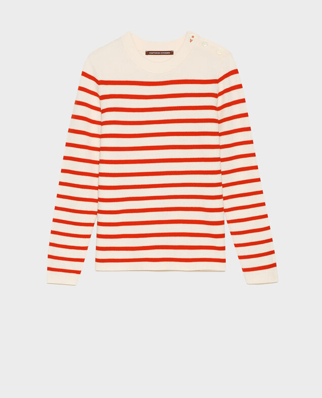 MADDY - Striped merino wool jumper Stp grdn spicy