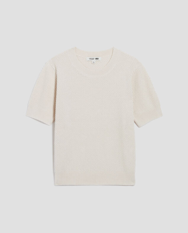 Short-sleeve cotton jumper U010 off white