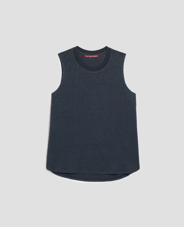 MARCELLE - Linen tank top J690 blueberry