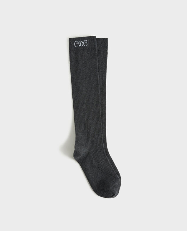 Cotton and cashmere socks Medium grey melange Monchaux