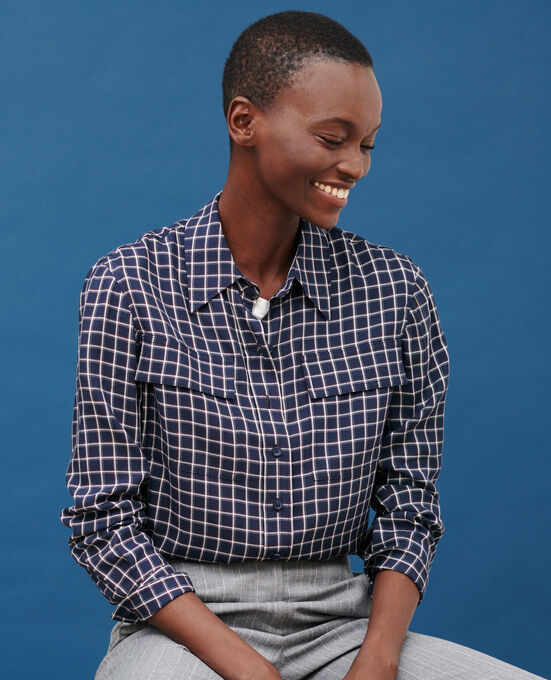 Silky checked shirt 8869 69 NAVY CHECK