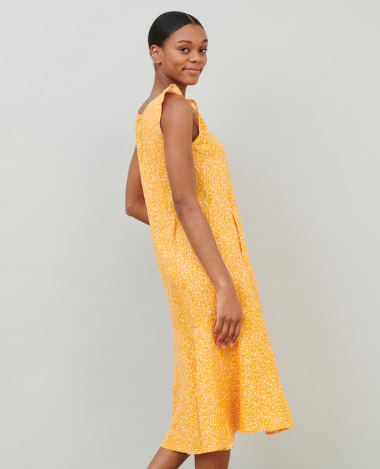 Flared linen dress 91 PRINT ORANGE