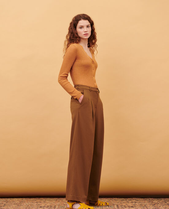 YVONNE - Loose trousers 0341 COFEE LIQUEUR
