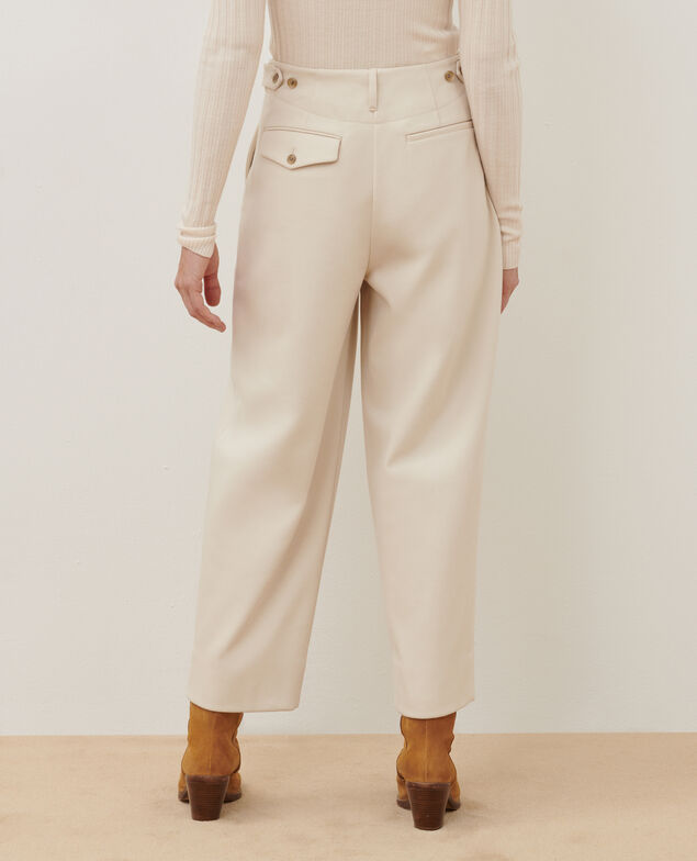 PEGGY - Wool blend carrot trousers A011 off white