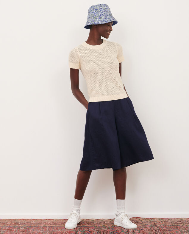 Short-sleeve linen jumper 01 white