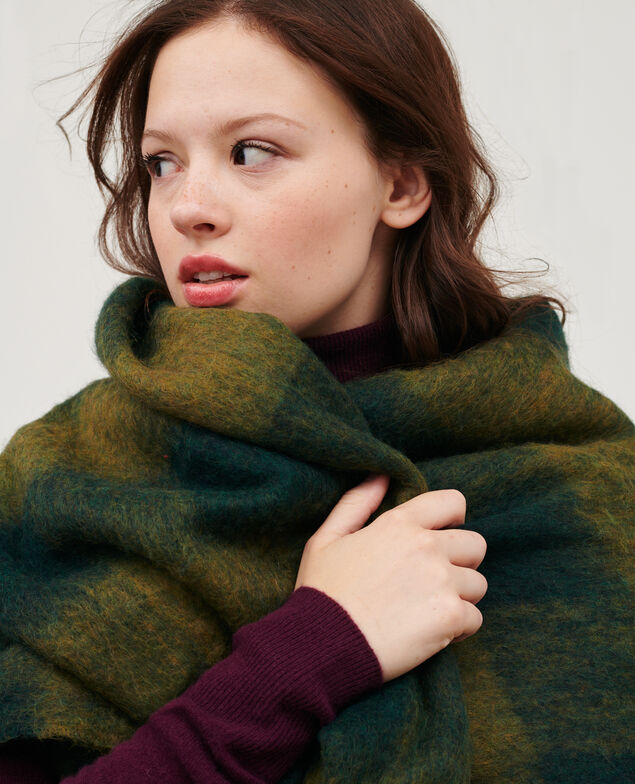 Oversize check scarf Rain forest