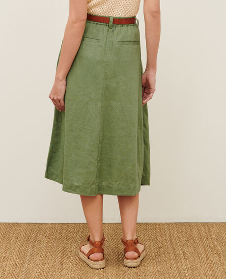 Linen midi skirt 52 green 2ssk500f04