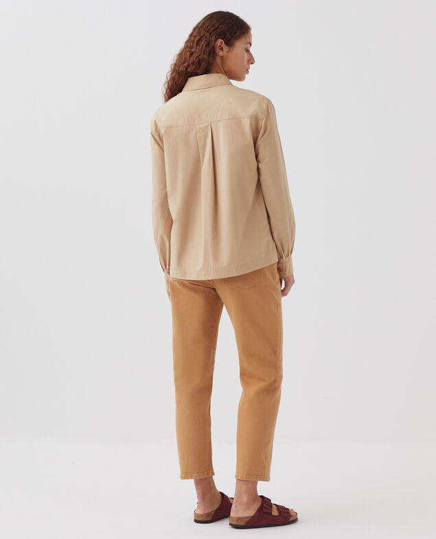Loose cotton shirt H322 travertine
