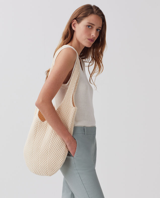 Cotton crochet tote bag J300 natural